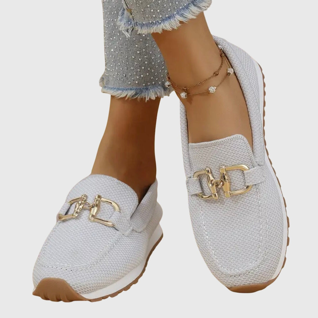 Stella | Women's Slip On Sneakers Loafer Mesh with Metal Buckle