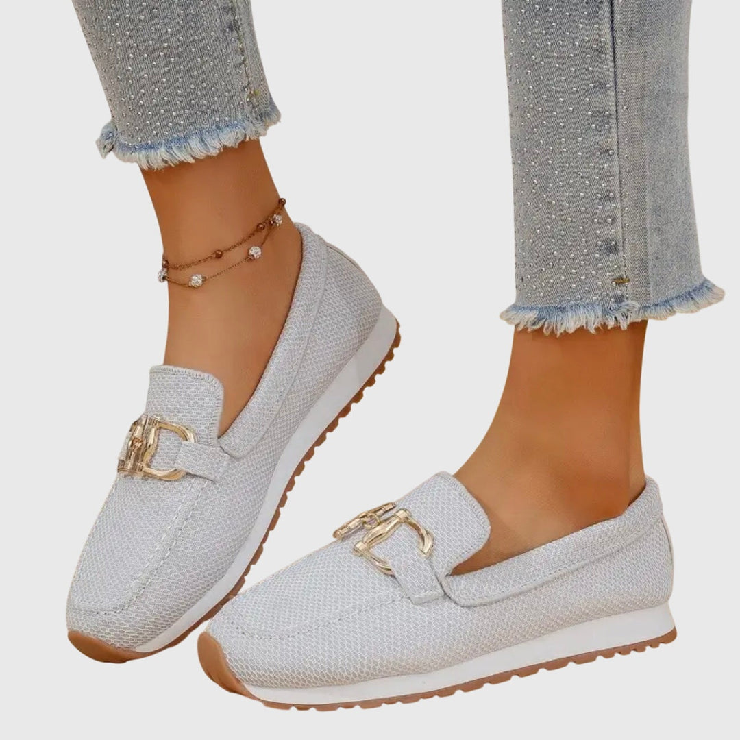Stella | Women's Slip On Sneakers Loafer Mesh with Metal Buckle
