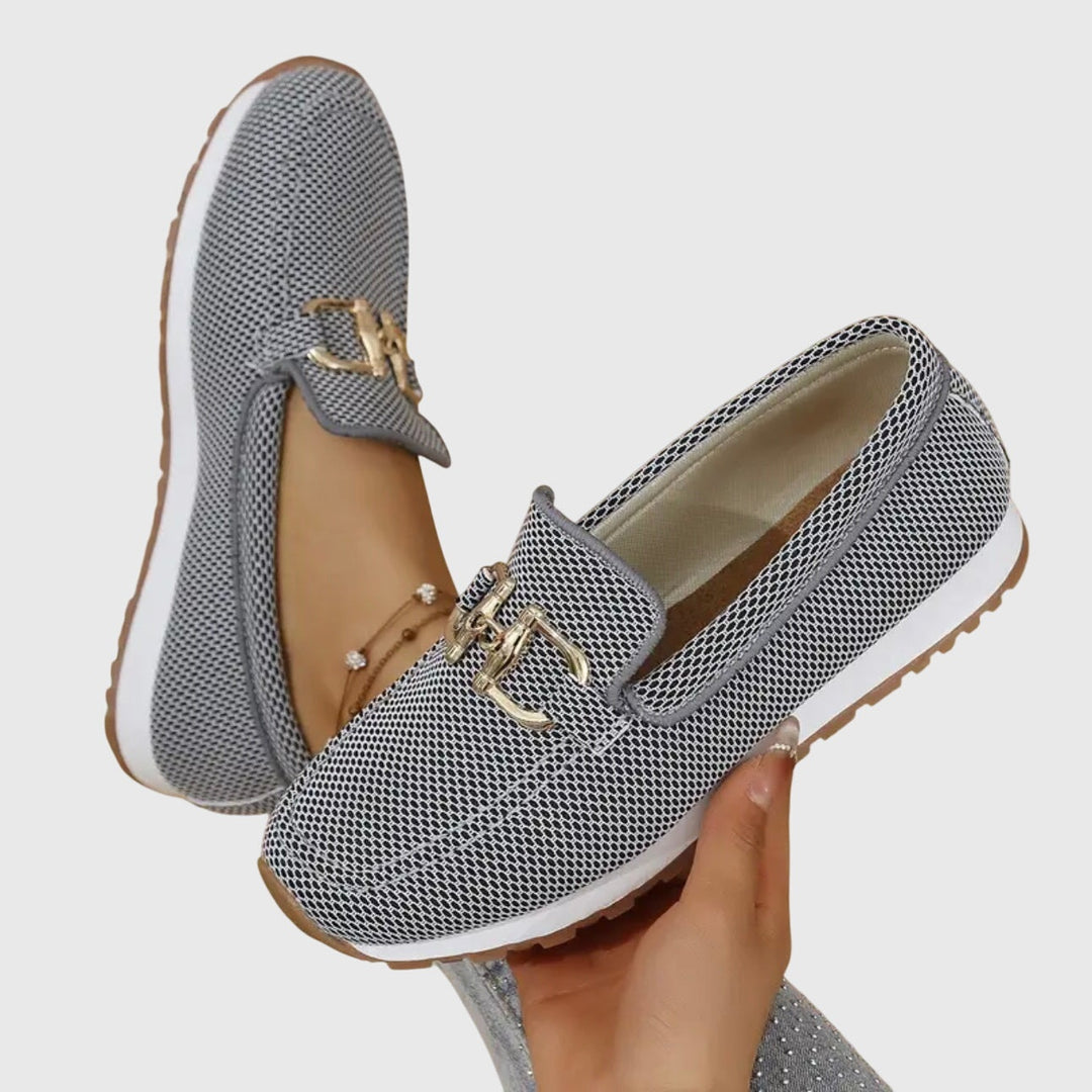 Stella | Women's Slip On Sneakers Loafer Mesh with Metal Buckle