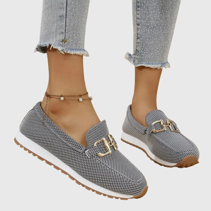 Stella | Women's Slip On Sneakers Loafer Mesh with Metal Buckle