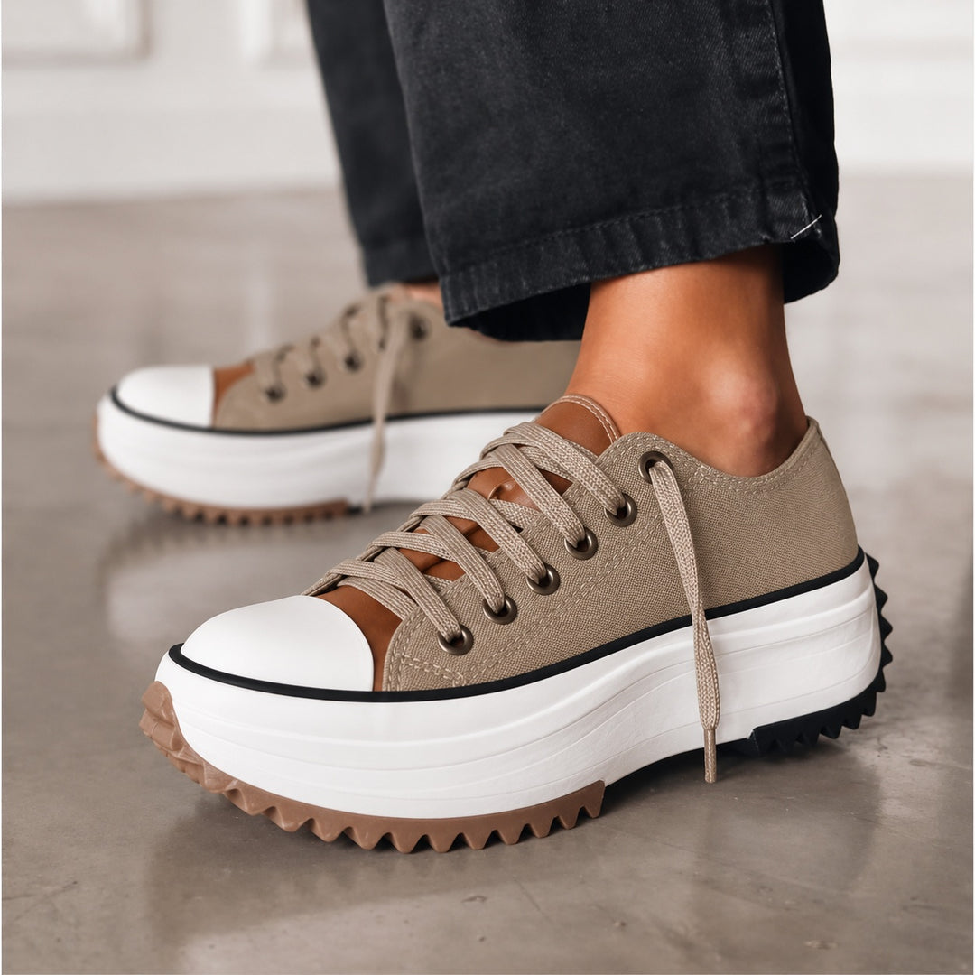 Tessa | Women's Chunky Platform Sneakers Canvas Lace-Up