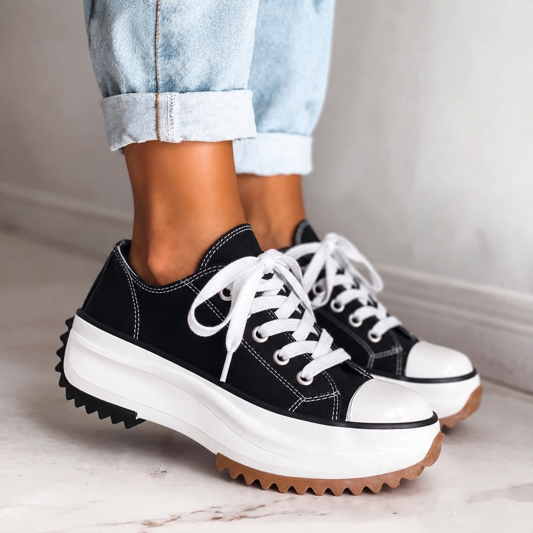 Tessa | Women's Chunky Platform Sneakers Canvas Lace-Up