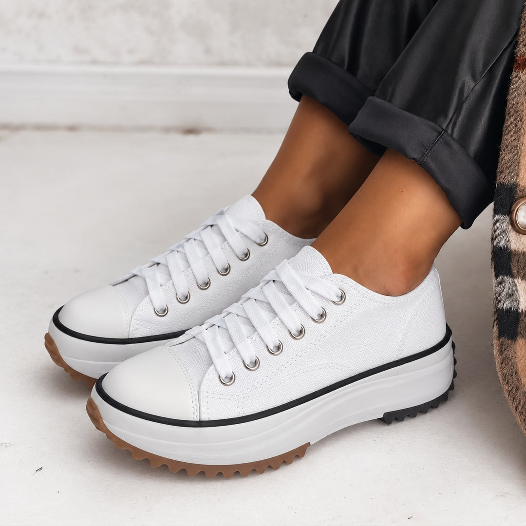 Tessa | Women's Chunky Platform Sneakers Canvas Lace-Up