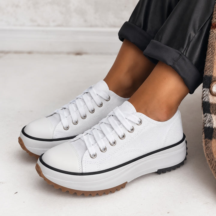 Tessa | Women's Chunky Platform Sneakers Canvas Lace-Up