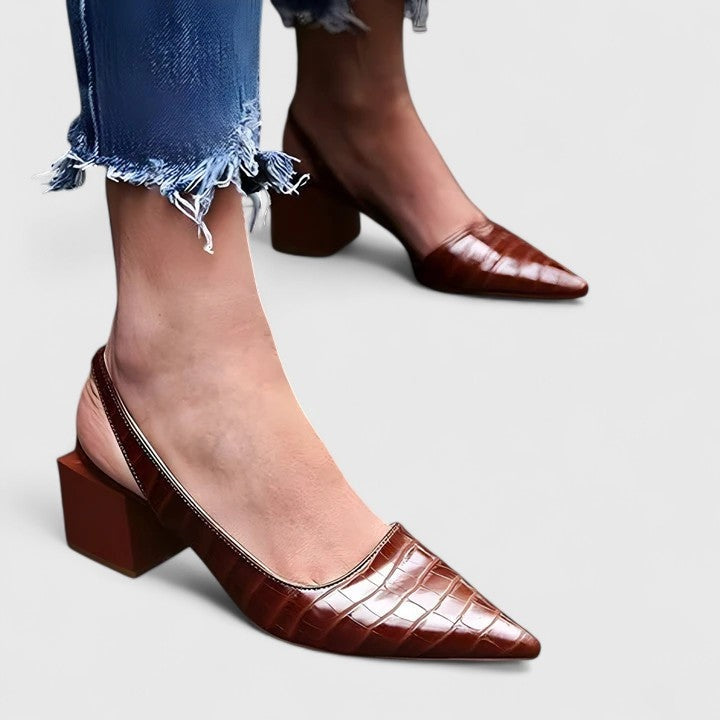 Violet | Women's Slingback Low Block Heels with Pointed Toe