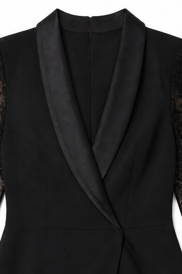 Violet | Women's Wrap Midi Cocktail Dress with Lace Sleeves