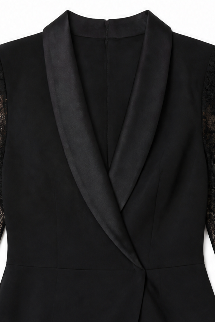 Violet | Women's Wrap Midi Cocktail Dress with Lace Sleeves