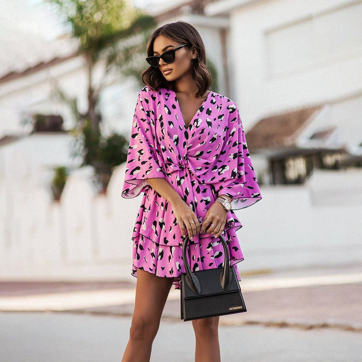 Vivian | Women's Floral Mini Dress V-Neck Summer Dress