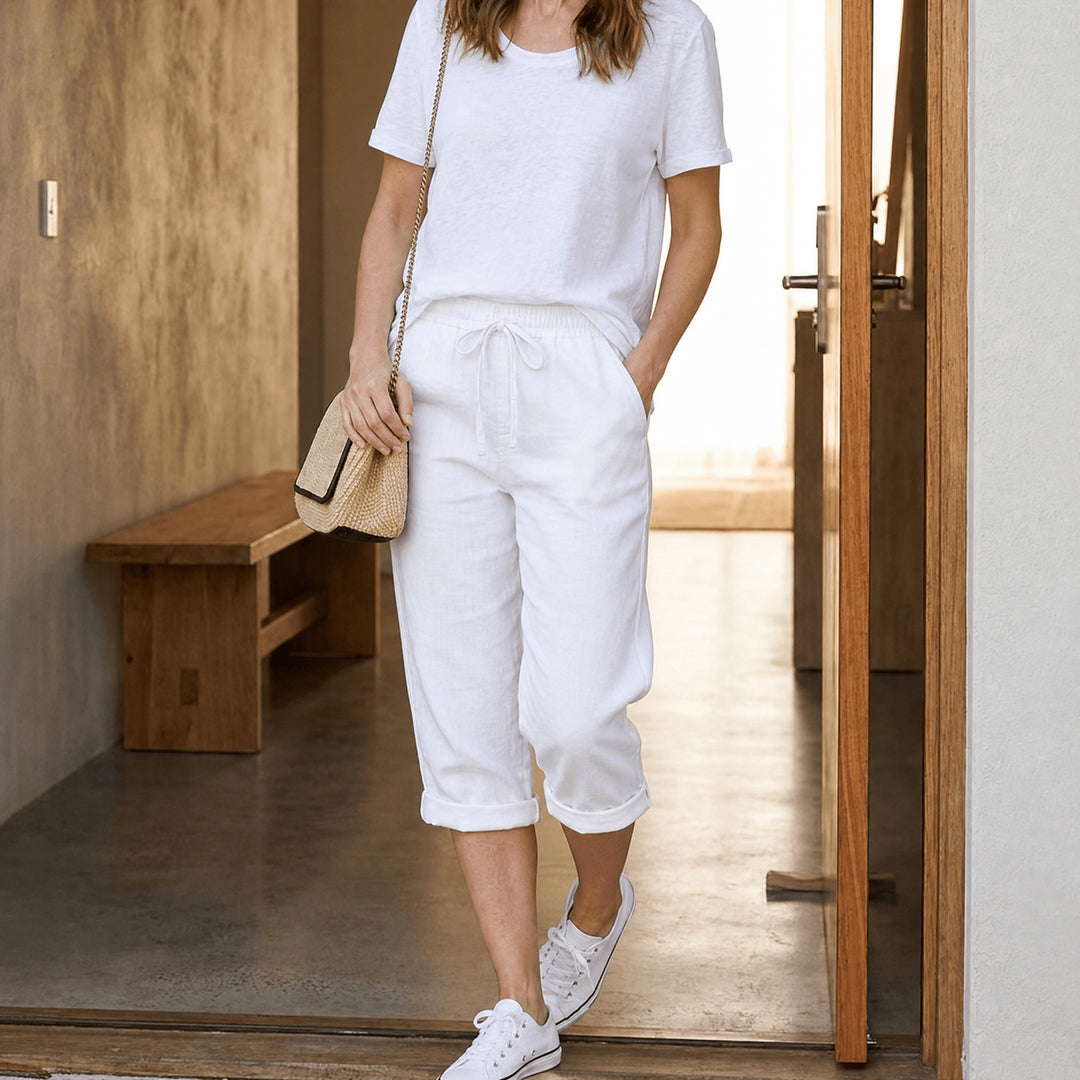 Willow | Women's Linen Capri Pants Drawstring Summer Pants
