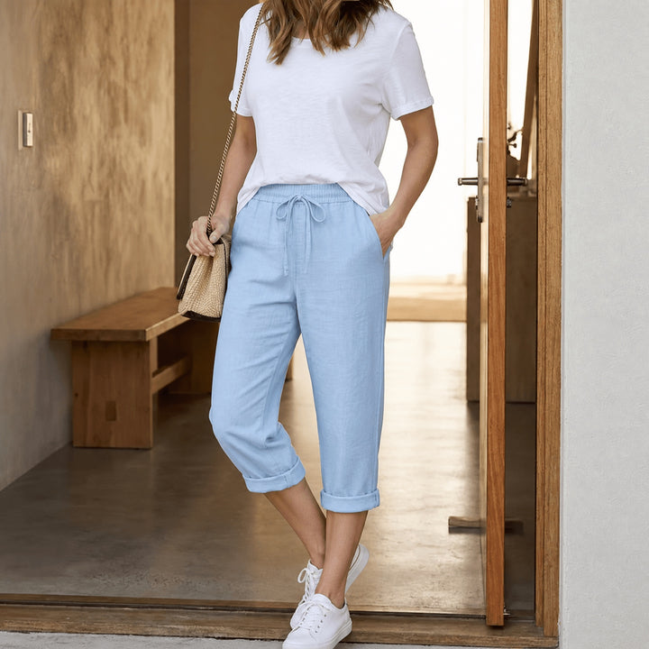 Willow | Women's Linen Capri Pants Drawstring Summer Pants