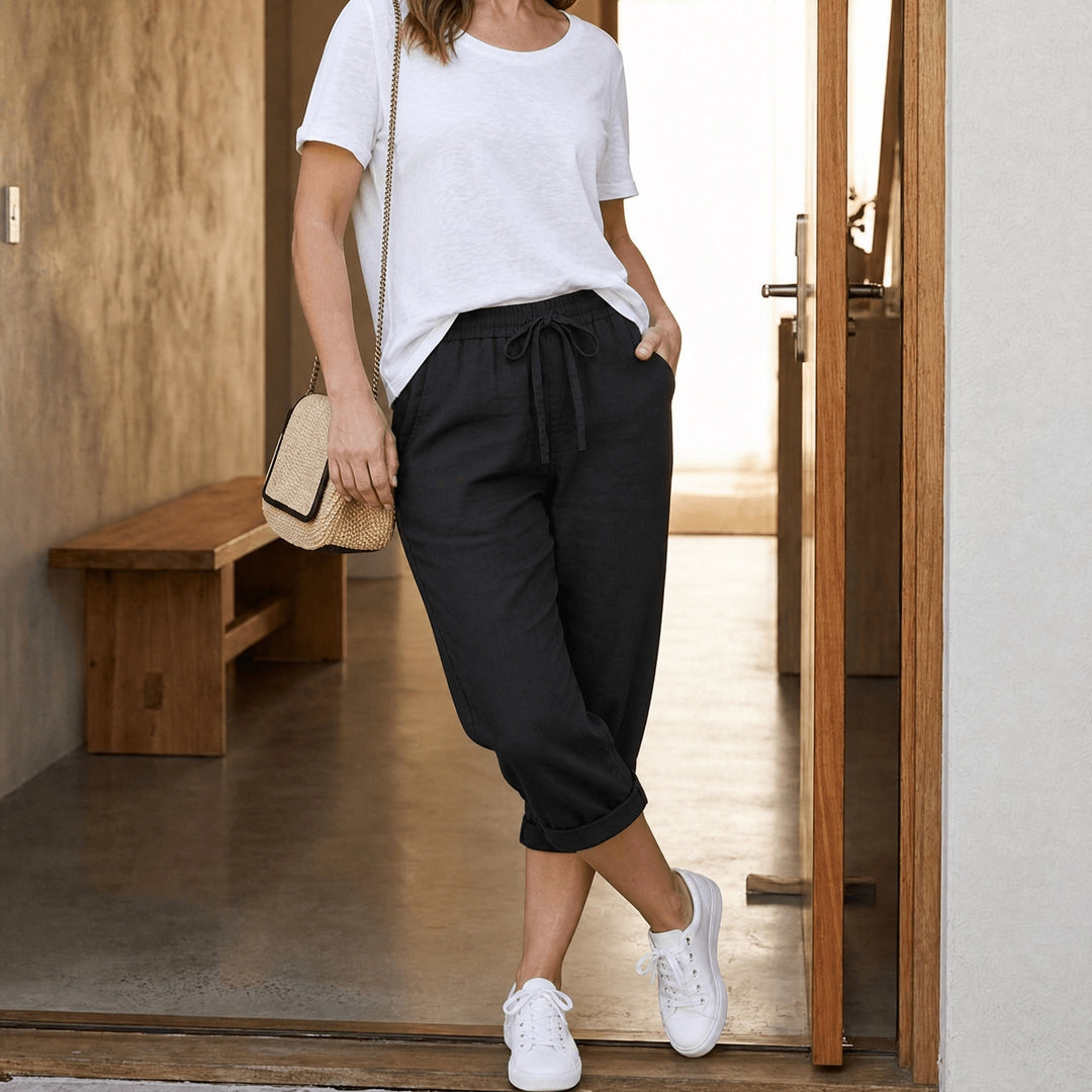 Willow | Women's Linen Capri Pants Drawstring Summer Pants