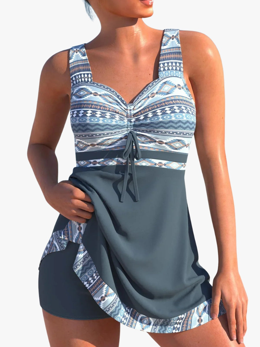 Willow | Women's Tankini Set Swim Dress with Aztec Print