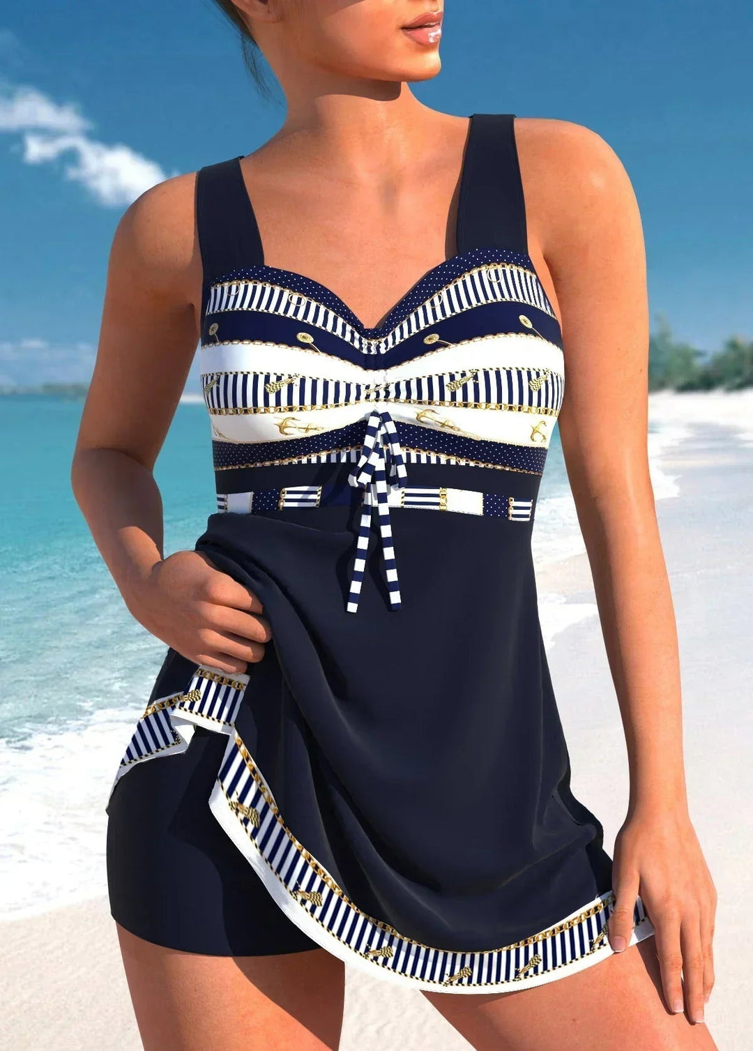 Willow | Women's Tankini Set Swim Dress with Aztec Print