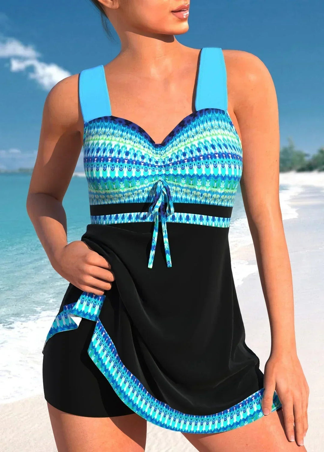 Willow | Women's Tankini Set Swim Dress with Aztec Print