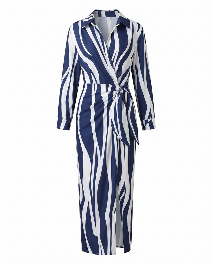 Zoe | Women's Floral Maxi Shirt Dress Wrap Style Long Sleeve