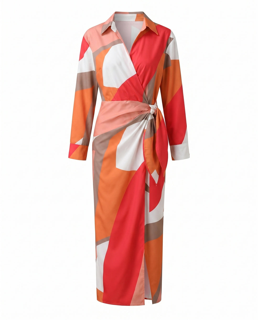 Zoe | Women's Floral Maxi Shirt Dress Wrap Style Long Sleeve