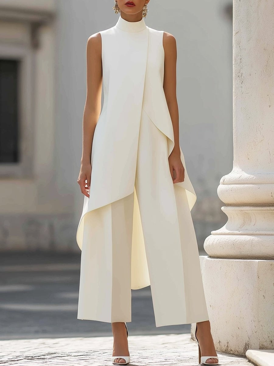 Zoey | Women's Co Ord Pant Set Asymmetric High Neck Wide Leg