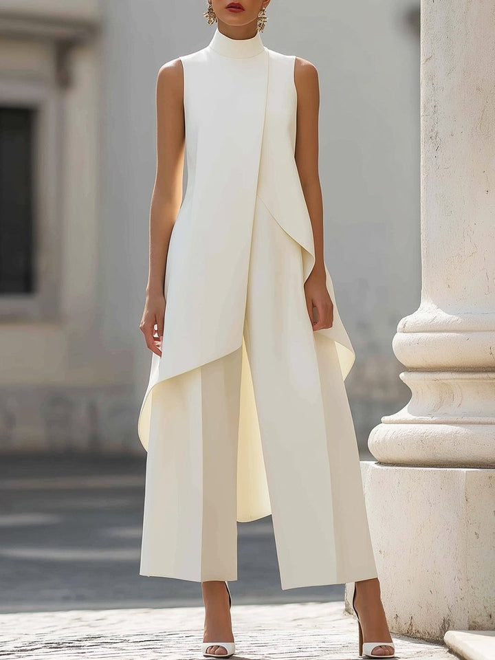 Zoey | Women's Co Ord Pant Set Asymmetric High Neck Wide Leg