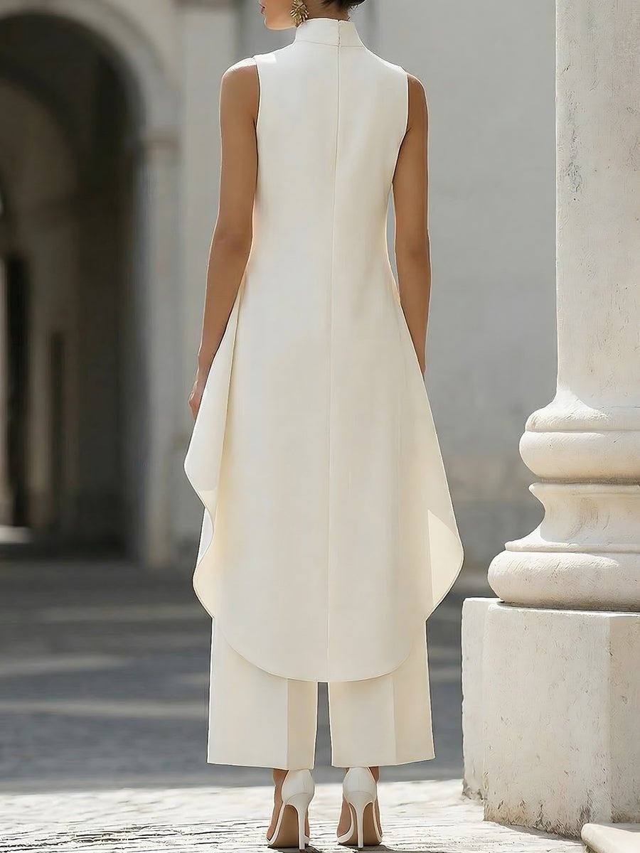 Zoey | Women's Co Ord Pant Set Asymmetric High Neck Wide Leg
