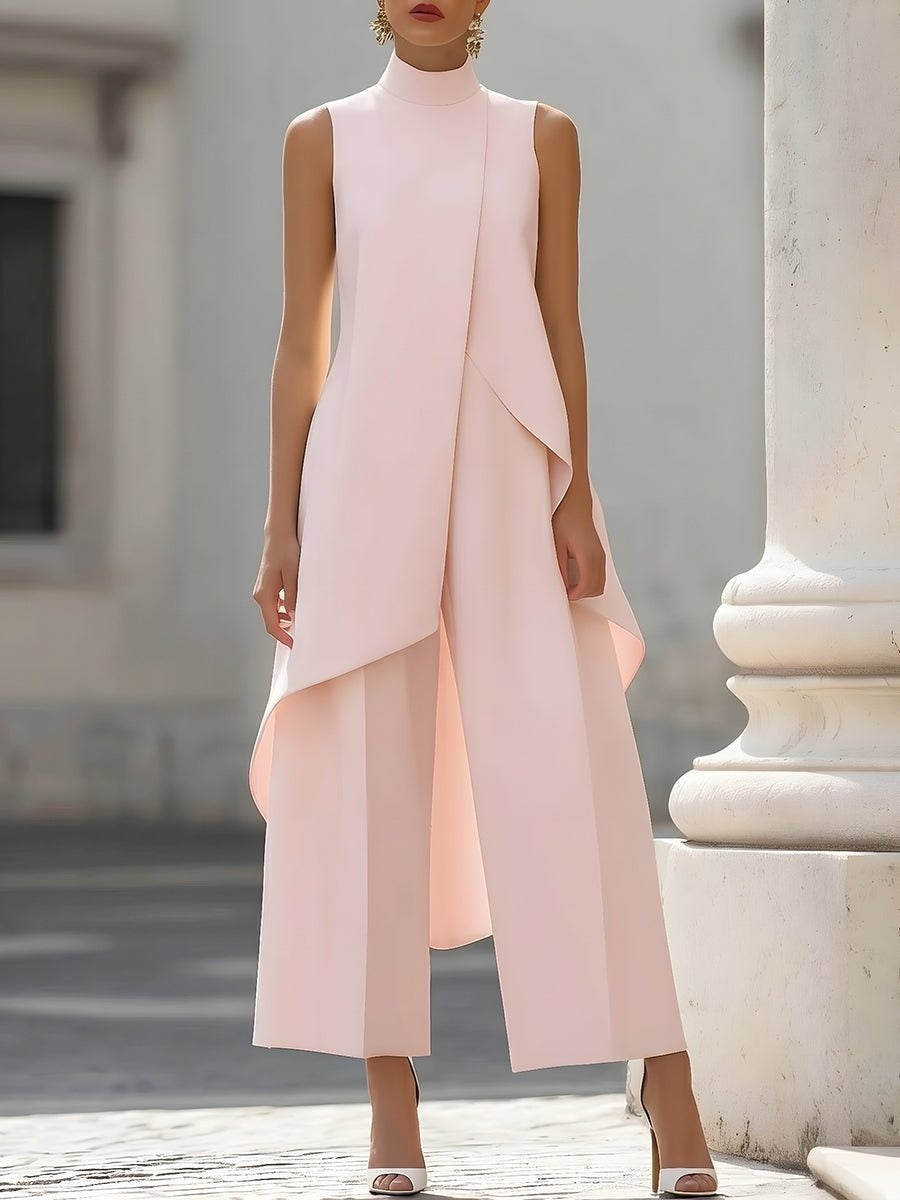 Zoey | Women's Co Ord Pant Set Asymmetric High Neck Wide Leg