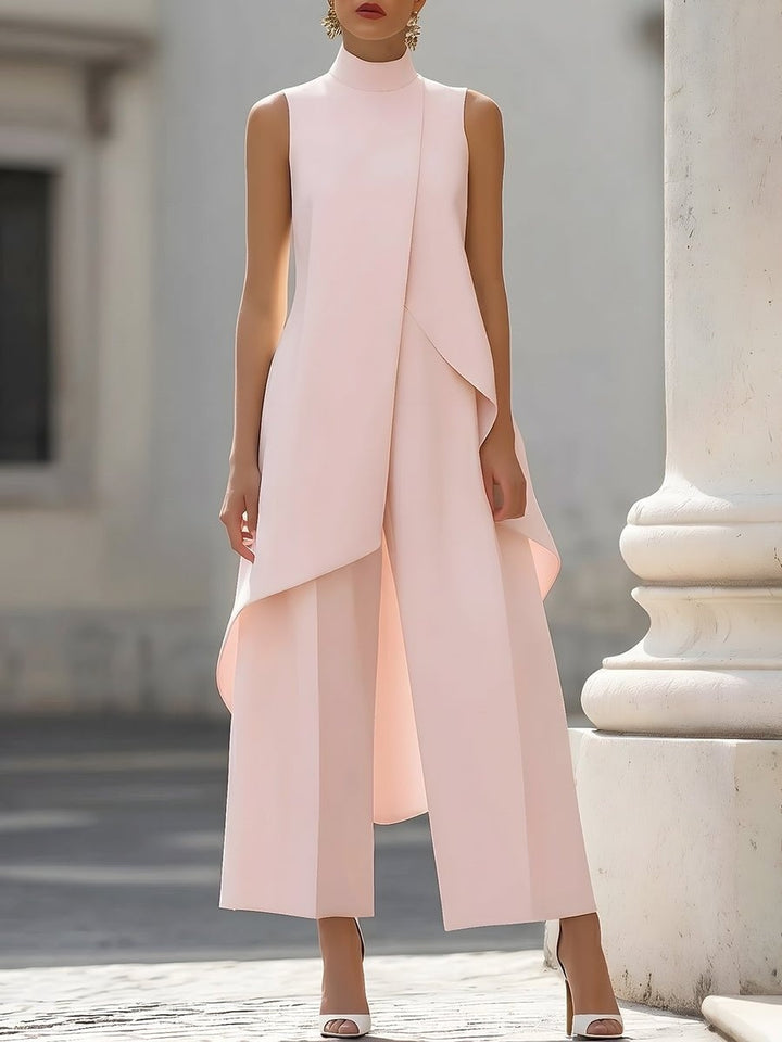 Zoey | Women's Co Ord Pant Set Asymmetric High Neck Wide Leg